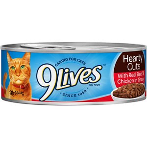 9 Lives Hearty Cuts with Real Beef & Chicken in Gravy Canned Cat Food