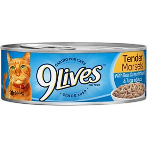 9 Lives Tender Morsels with Real Ocean Whitefish & Tuna In Sauce Canned Cat Food
