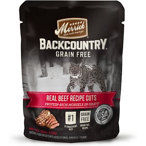 Merrick Backcountry Grain-Free Morsels in Gravy Real Beef Recipe Cuts Cat Food Pouches