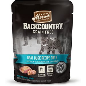 Merrick Backcountry Grain-Free Morsels in Gravy Real Duck Recipe Cuts Cat Food Pouches