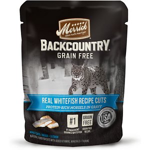 Merrick Backcountry Grain-Free Morsels in Gravy Real Whitefish Recipe Cuts Cat Food Pouches