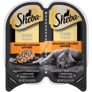 Image of Sheba Perfect Portions Grain-Free Roasted Chicken Cuts in Gravy Entree Cat Food Trays