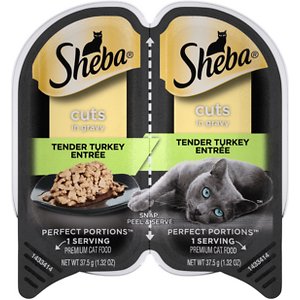 Image of Sheba Perfect Portions Grain-Free Tender Turkey Cuts in Gravy Entree Cat Food Trays