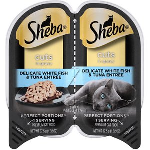 Image of Sheba Perfect Portions Grain-Free Delicate Whitefish & Tuna Cuts in Gravy Entree Cat Food Trays