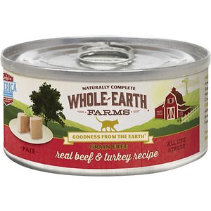 Whole Earth Farms Grain-Free Real Beef & Turkey Pate Recipe Canned Cat Food