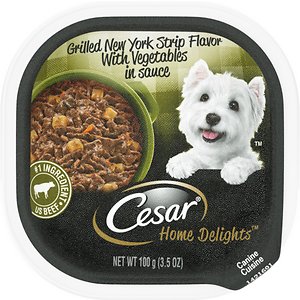 Image of Cesar Home Delights Grilled New York Strip Flavor with Vegetables in Sauce Dog Food Trays