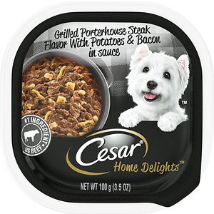 Cesar Home Delights Grilled Porterhouse Steak Flavor with Potatoes & Bacon in Sauce Dog Food Trays