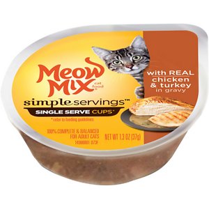 Meow Mix Simple Servings with Real Chicken & Turkey in Gravy Cat Food Trays