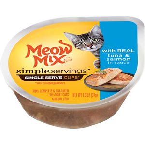 Meow Mix Simple Servings with Real Tuna & Salmon in Sauce Cat Food Trays