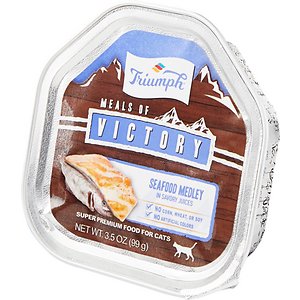 Image of Triumph Meals of Victory Seafood Medley in Savory Juices Cat Food Trays