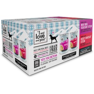 Image of I and Love and You Beef Booyah & Moo Moo Venison Stew Grain-Free Combo Pack Canned Dog Food