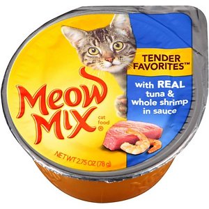 Meow Mix Tender Favorites with Real Tuna & Whole Shrimp in Sauce Cat Food Trays