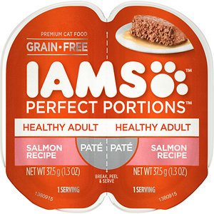 Image of Iams Perfect Portions Healthy Adult Salmon Recipe Pate Grain-Free Cat Food Trays
