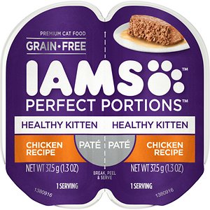 Iams Perfect Portions Healthy Kitten Chicken Recipe Pate Grain-Free Cat Food Trays