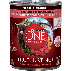 Image of Purina ONE SmartBlend Grain-Free True Instinct Classic Ground with Real Beef & Wild-Caught Salmon Canned Dog Food