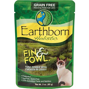 Earthborn Holistic Fin & Fowl Tuna Dinner with Chicken in Gravy Grain-Free Cat Food Pouches