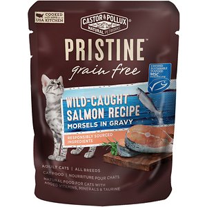 Castor & Pollux PRISTINE Grain-Free Wild-Caught Salmon Recipe Morsels in Gravy Cat Food Pouches