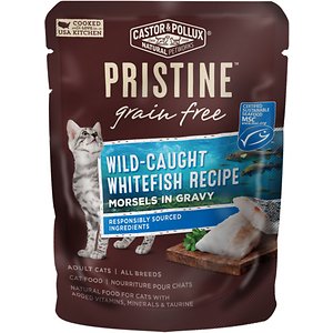 Castor & Pollux PRISTINE Grain-Free Wild-Caught Whitefish Recipe Morsels in Gravy Cat Food Pouches