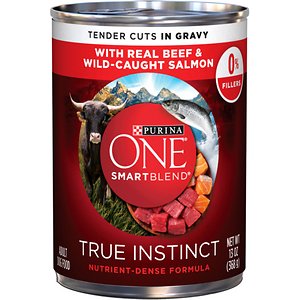 Purina ONE SmartBlend True Instinct Tender Cuts in Gravy with Real Beef & Wild-Caught Salmon Canned Dog Food