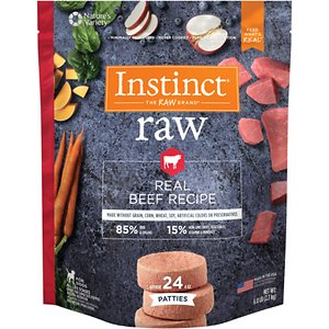 Instinct Frozen Raw Patties Grain-Free Real Beef Recipe Dog Food