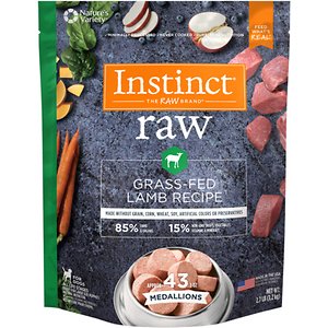 Instinct Frozen Raw Medallions Grain-Free Grass-Fed Lamb Recipe Dog Food