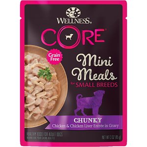 Image of Wellness CORE Grain-Free Small Breed Mini Meals Chunky Chicken & Chicken Liver in Gravy Dog Food Pouches