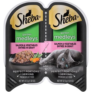 Sheba Perfect Portions Garden Medleys Salmon & Vegetables Entree in Gravy Grain-Free Cat Food Trays