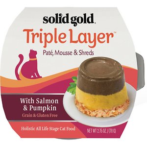 Solid Gold Triple Layer Mousse and Shreds with Real Salmon & Pumpkin Wet Cat Food