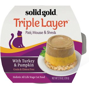 Image of Solid Gold Triple Layer Mousse and Shreds with Real Turkey & Pumpkin Wet Cat Food