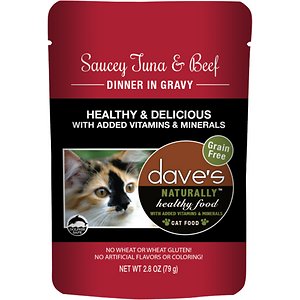 Image of Dave's Pet Food Saucey Tuna & Beef Dinner in Gravy Grain-Free Wet Cat Food