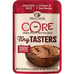 Wellness CORE Tiny Tasters Chicken & Beef Pate Grain-Free Cat Food Pouches