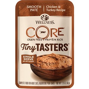 Image of Wellness CORE Tiny Tasters Chicken & Turkey Pate Grain-Free Cat Food Pouches