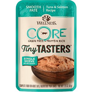 Image of Wellness CORE Tiny Tasters Tuna & Salmon Pate Grain-Free Cat Food Pouches