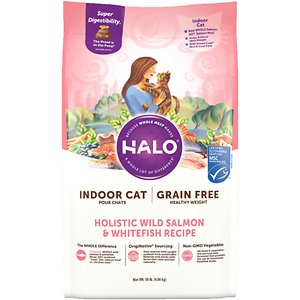 Halo Holistic Wild Salmon & Whitefish Recipe Grain-Free Healthy Weight Indoor Cat Dry Cat Food