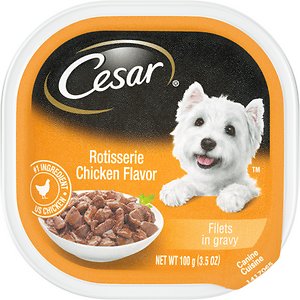Image of Cesar Rotisserie Chicken Flavor Filets in Gravy Wet Dog Food Trays