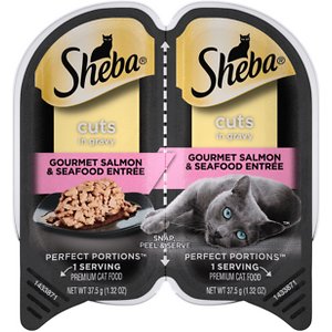 Sheba Perfect Portions Gourmet Salmon & Seafood Entree in Gravy Wet Cat Food Trays
