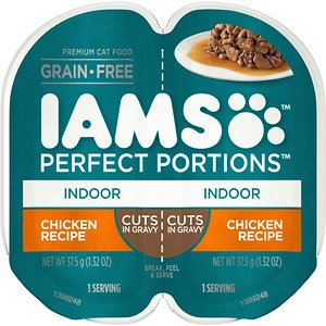 Iams Perfect Portions Indoor Chicken Recipe Grain-Free Cuts in Gravy Wet Cat Food Trays