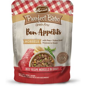 Merrick Purrfect Bistro Bon Appetits Grain-Free Beef Recipe Morsels in Gravy Adult Cat Food Pouches