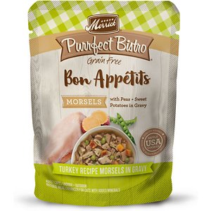 Merrick Purrfect Bistro Bon Appetits Grain-Free Turkey Recipe Morsels in Gravy Adult Cat Food Pouches