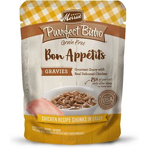 Merrick Purrfect Bistro Bon Appetits Grain-Free Chicken Recipe Chunks in Gravy Adult Cat Food Pouches