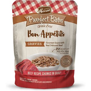 Merrick Purrfect Bistro Bon Appetits Grain-Free Beef Recipe Chunks in Gravy Adult Cat Food Pouches