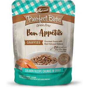 Merrick Purrfect Bistro Bon Appetits Grain-Free Salmon Recipe Chunks in Gravy Adult Cat Food Pouches