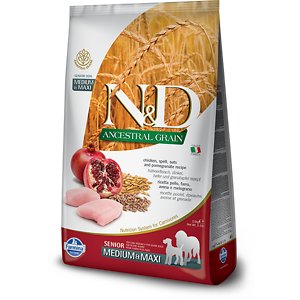 Farmina N&D Ancestral Grain Chicken & Pomegranate Medium & Maxi Senior Dry Dog Food