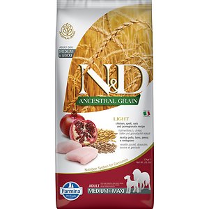 Farmina N&D Ancestral Grain Chicken & Pomegranate Recipe Medium & Maxi Adult Light Dry Dog Food