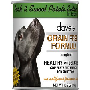Image of Dave's Pet Food Grain-Free Pork and Sweet Potato Entree in Broth Canned Dog Food