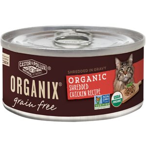 Castor & Pollux Organix Grain-Free Organic Shredded Chicken Recipe in Gravy All Life Stages Canned Cat Food