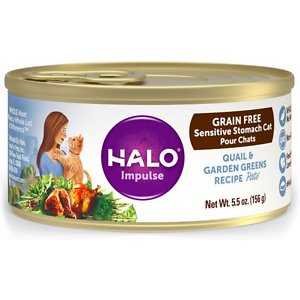 Halo Quail & Garden Greens Recipe Grain-Free Sensitive Stomach Canned Cat Food