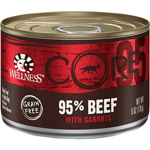 Image of Wellness CORE 95% Grain-Free Beef & Carrots Canned Dog Food