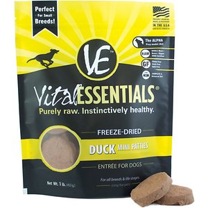 Image of Vital Essentials Duck Entree Mini Patties Grain-Free Freeze-Dried Raw Dog Food