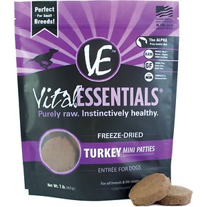 Vital Essentials Turkey Entree Mini Patties Grain-Free Freeze-Dried Raw Dog Food